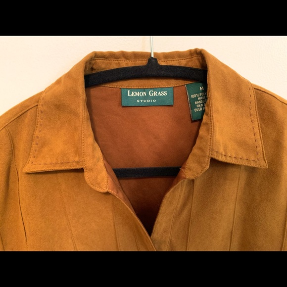 Lemon Grass Studio Polyester Faux Suede Button Up - Picture 5 of 6